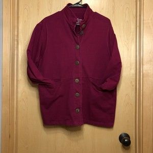 Neon Buddha Wine Button Up Women s Cotton Jacket Size Large